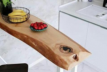 Барный стол для кухни из слэба фото