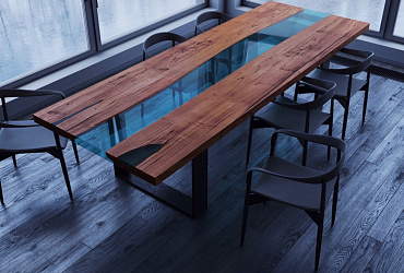 Большой деревянный стол для переговорной фото